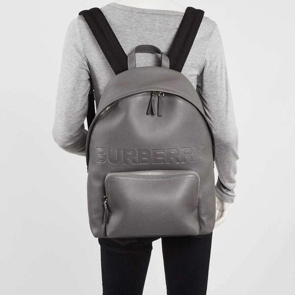 Burberry Grey Leather Embossed Abbeydale Backpack Bag - Picture 4 of 12